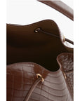 Moschino LOVE Crocodile Effect Faux Leather Bucket Bag with Maxi Logo
