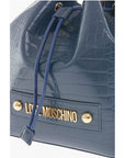 Moschino LOVE Faux Leather Crocodile Effect Bucket Bag with Embossed