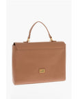 Moschino LOVE Faux Leather Handle Bag with Pockets and Clamp Front