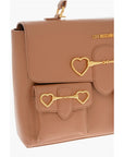 Moschino LOVE Faux Leather Handle Bag with Pockets and Clamp Front