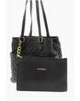 Moschino LOVE Quilted Faux Leather Tote Bag with Matching Pouch