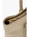 Moschino LOVE Faux Leather Maxi Front Pocket Tote Bag with Heart Clam
