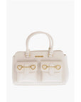 Moschino LOVE Double Pocket Faux Leather Tote Bag With Clamp