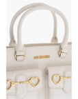 Moschino LOVE Double Pocket Faux Leather Tote Bag With Clamp