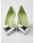 Prada Satin And Metallic Leather Pumps