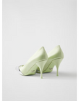 Prada Satin And Metallic Leather Pumps