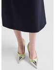 Prada Satin And Metallic Leather Pumps