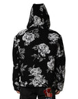 Dolce & Gabbana Black Wool Floral Printed Men Hooded Jacket