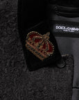 Dolce & Gabbana Black Gold Floral Jacquard Men Biker Jacket