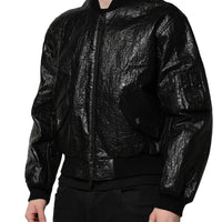 Dolce & Gabbana Black Logo Plaque Bomber Full Zipper Jacket