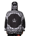 Dolce & Gabbana Black Bandana Print Hooded Bomber Jacket