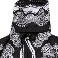 Dolce & Gabbana Black Bandana Print Hooded Bomber Jacket