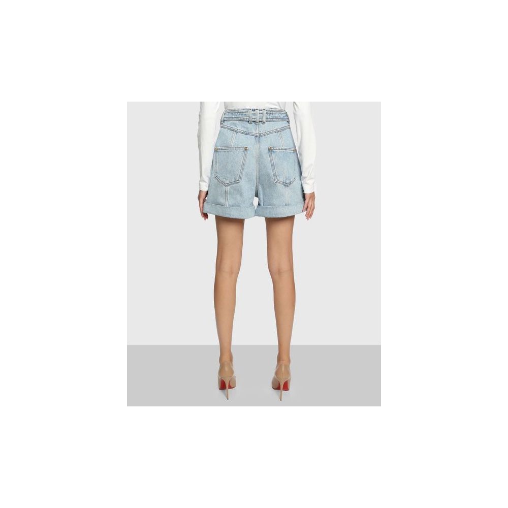 Balmain Blue Cotton Short