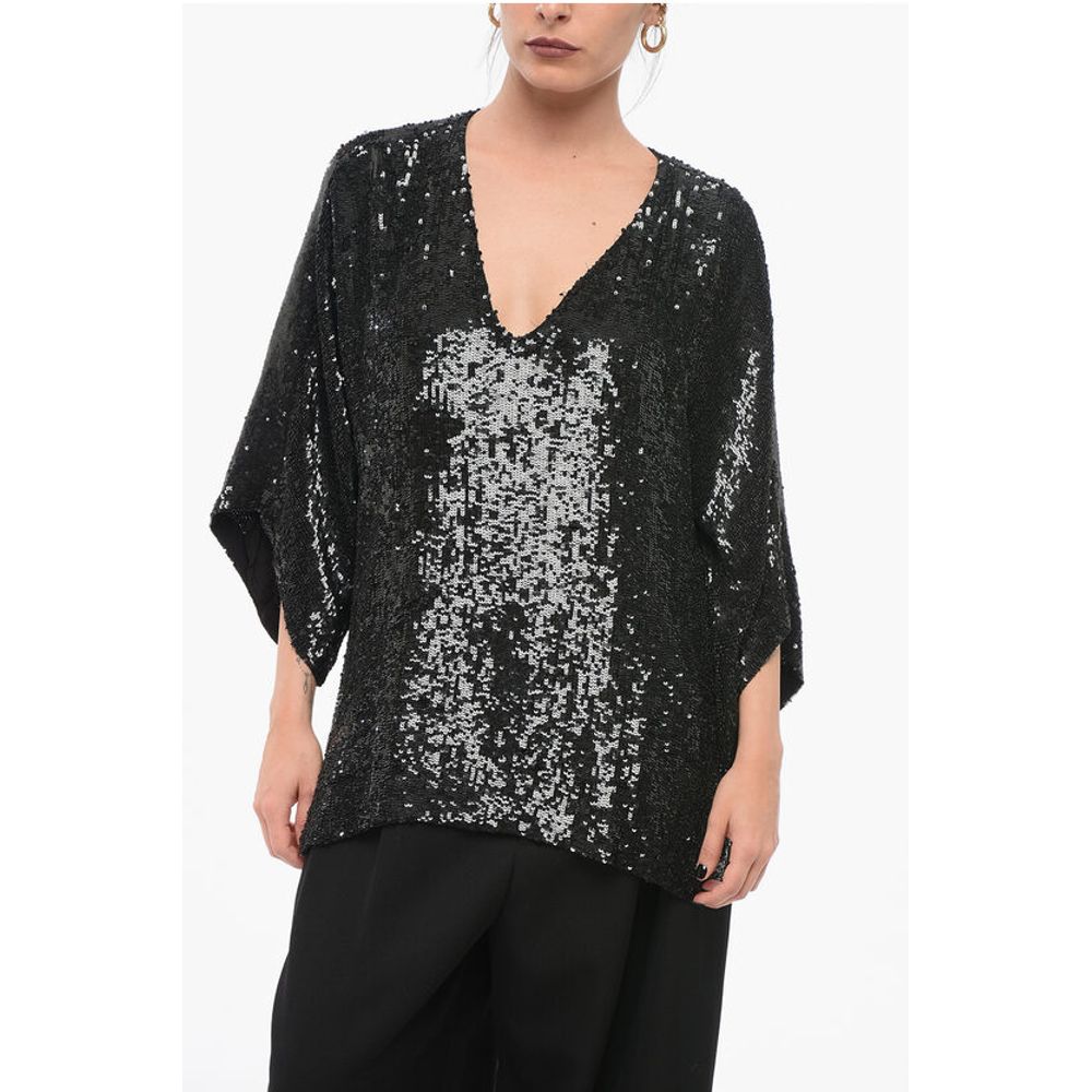 Parosh Long Sleeved Top With Allover Sequins