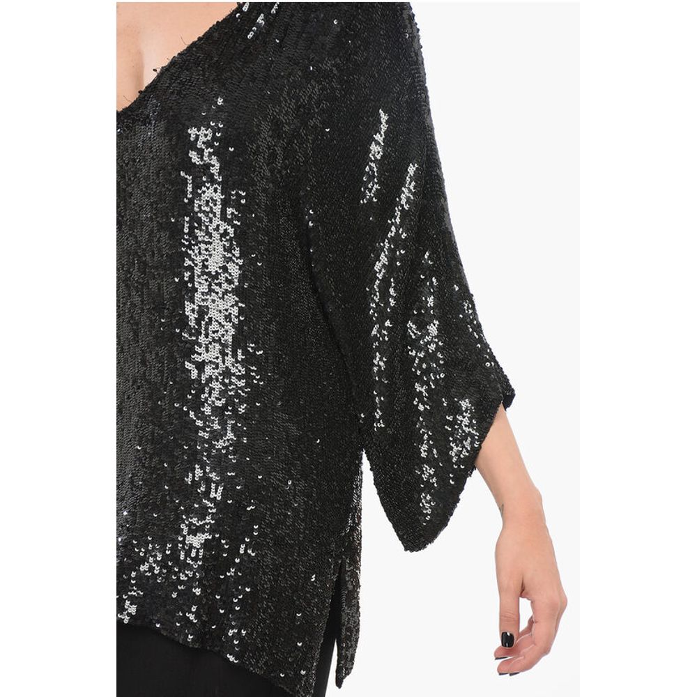 Parosh Long Sleeved Top With Allover Sequins