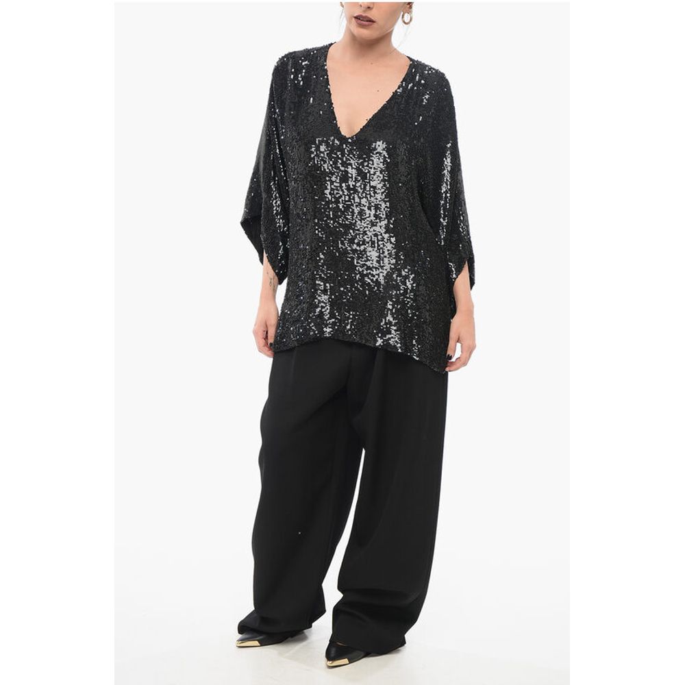 Parosh Long Sleeved Top With Allover Sequins