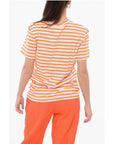 Patou Awning Striped Cotton T-Shirt with Printed Logo
