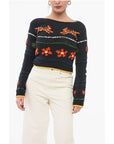 Kenzo Jacquard Cotton Blend Crop Sweater