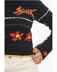 Kenzo Jacquard Cotton Blend Crop Sweater