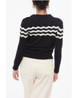 Patou Crew Neck Wave Motif Cotton Blend Sweater