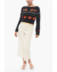 Kenzo Jacquard Cotton Blend Crop Sweater