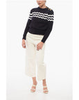 Patou Crew Neck Wave Motif Cotton Blend Sweater