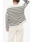 Ami Alexandre Mattiussi Crew Neck Cotton Blend Sweater with Awning Stripes