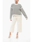 Ami Alexandre Mattiussi Crew Neck Cotton Blend Sweater with Awning Stripes