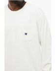 Needles Long Sleeved Crew-neck T-Shirt with Breast Pocket and Butter