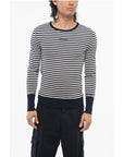 Dolce & Gabbana Crew Neck Virgin Wool Sweater with Awning Stripe Motif
