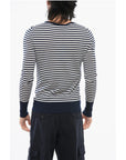 Dolce & Gabbana Crew Neck Virgin Wool Sweater with Awning Stripe Motif