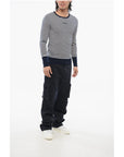 Dolce & Gabbana Crew Neck Virgin Wool Sweater with Awning Stripe Motif