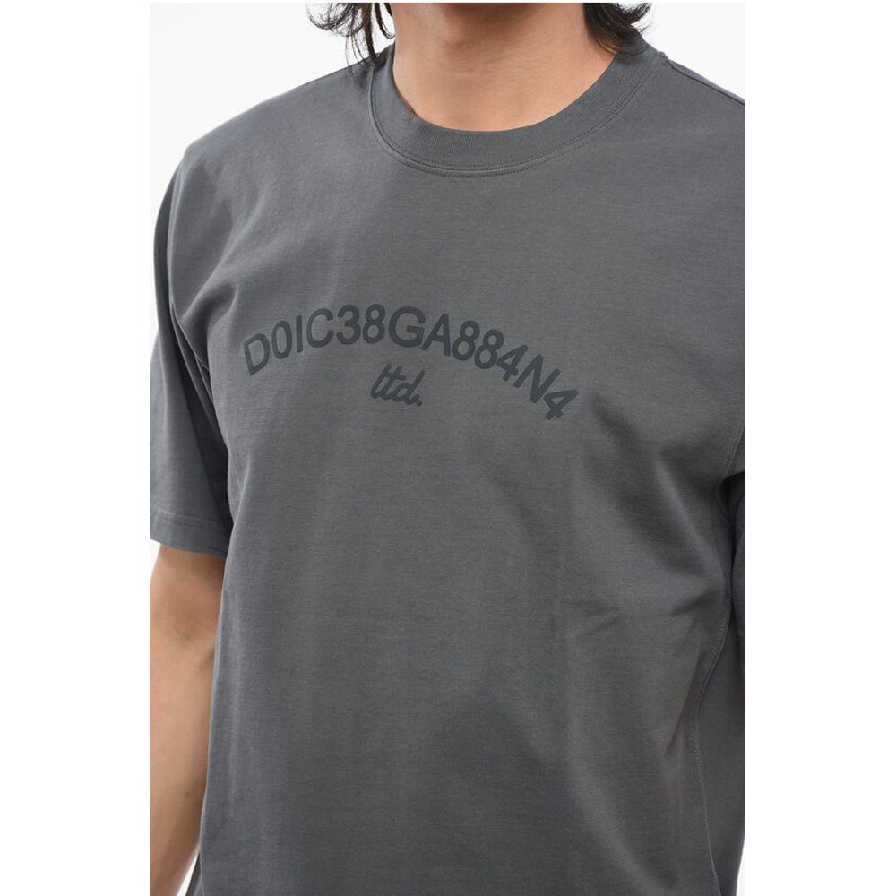 Dolce & Gabbana Crew Neck Cotton T-Shirt with Printed Logo