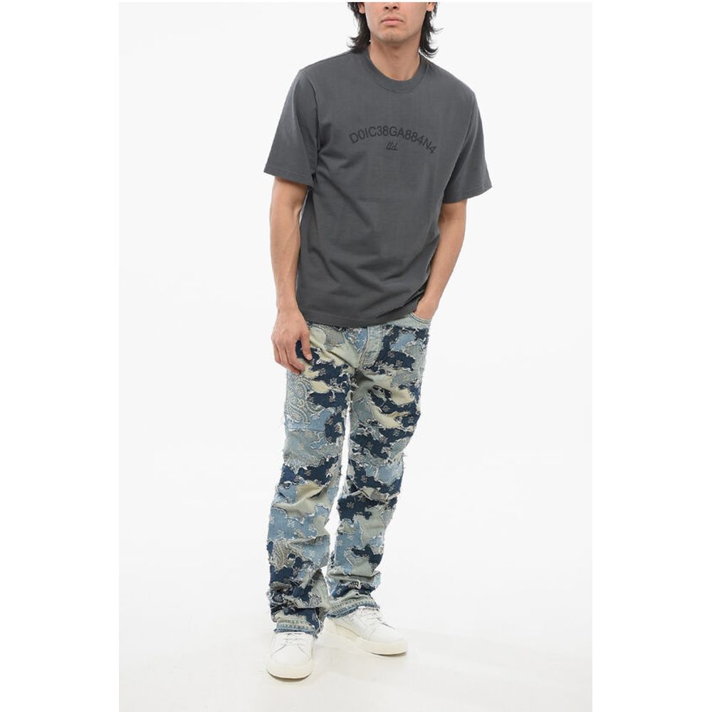 Dolce & Gabbana Crew Neck Cotton T-Shirt with Printed Logo