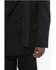 Valentino Double-breasted Virgin Wool Blazer with Tie Detail