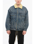 Celine Shearling Lined Denim Jacket with Rhinestoned Fringes