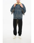 Celine Shearling Lined Denim Jacket with Rhinestoned Fringes