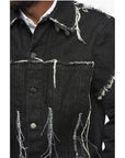 Airei Short Sleeved Denim Jacket with Frayed Details