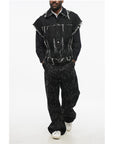 Airei Short Sleeved Denim Jacket with Frayed Details