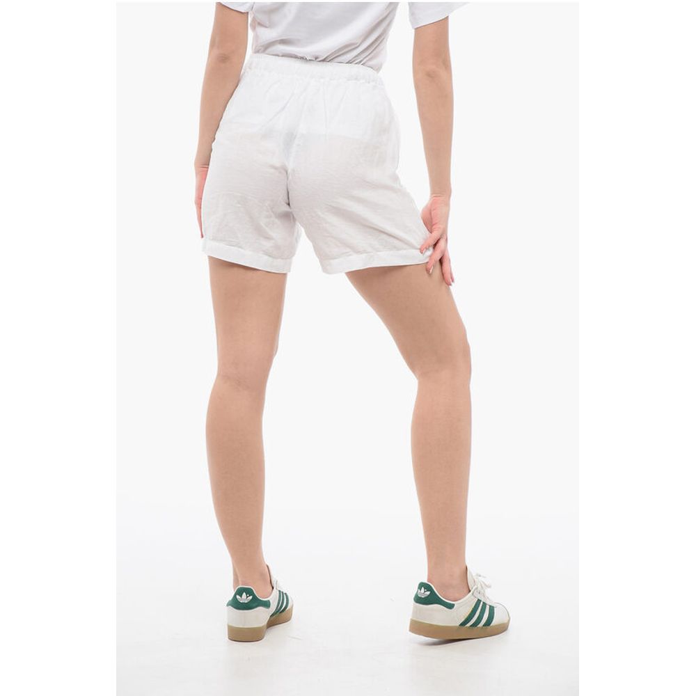 Finamore 1925 Solid Color Linen and Cotton Shorts with Elastic Waistband