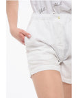 Finamore 1925 Solid Color Linen and Cotton Shorts with Elastic Waistband