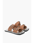 Prada Leather Sliders with Double Buckle
