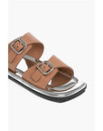 Prada Leather Sliders with Double Buckle