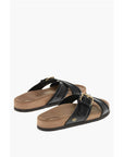 Valentino Leather Criss Cross Sliders with Rubber Sole