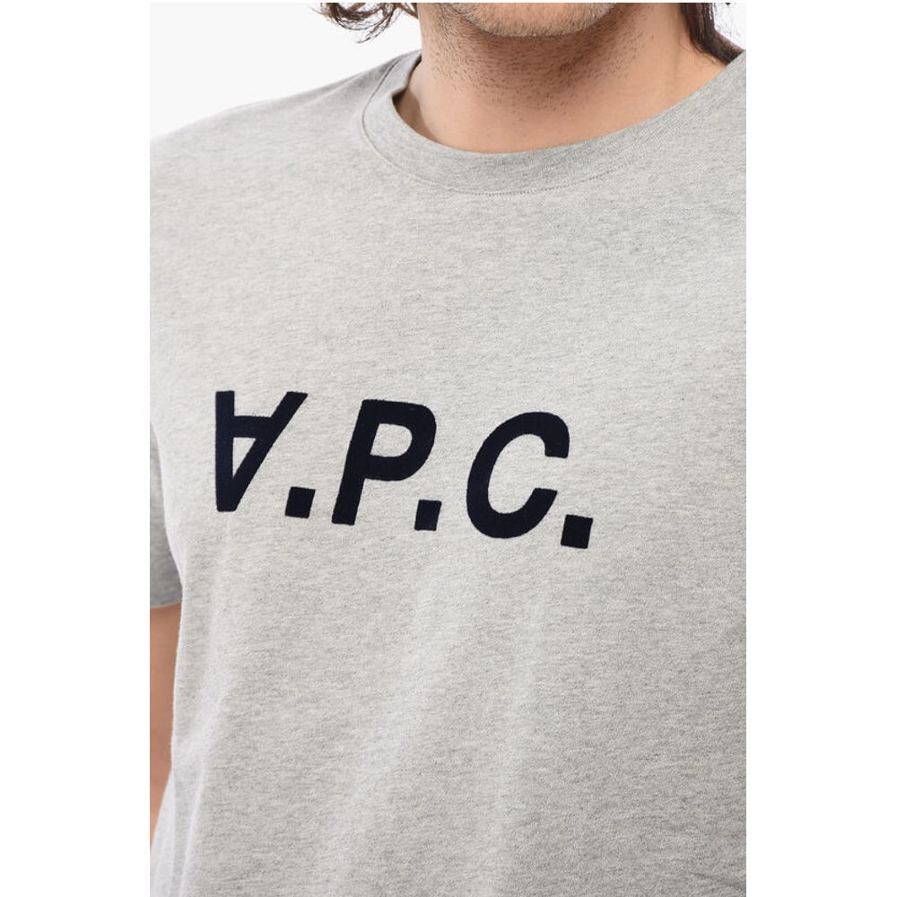 A.P.C. Solid Color Crew-neck T-Shirt with Flocked Logo