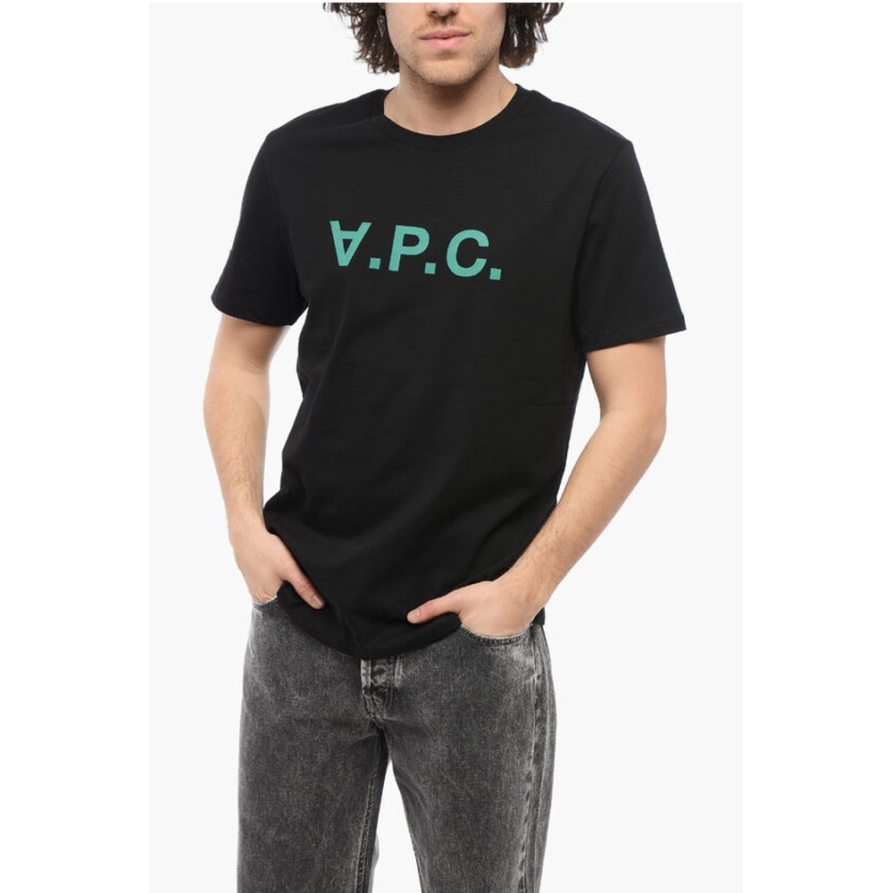 A.P.C. Solid Color Crew-neck T-Shirt with Flocked Logo