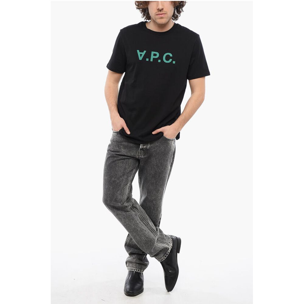 A.P.C. Solid Color Crew-neck T-Shirt with Flocked Logo