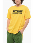 Sky High Farm Solid Color Crew-neck T-Shirt with Contrasting Print
