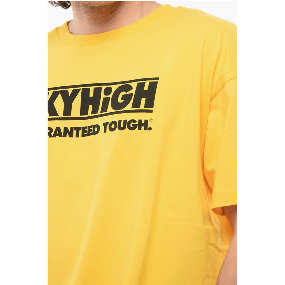 Sky High Farm Solid Color Crew-neck T-Shirt with Contrasting Print