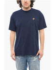 Sky High Farm Solid Color Crew-neck T-Shirt with Contrasting Embroidery